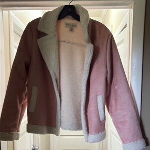 Koolaburra by UGG Pink and Cream Teddy Jacket Cozy Chic